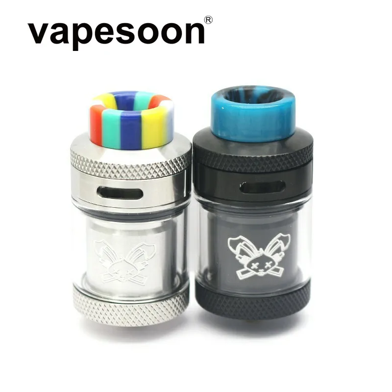 VapeSoon новейший распылитель Dead Rabbit 25 мм RTA 2 мл/4,5 мл с капельным наконечником из смолы одинарный/с двойной катушкой перестраиваемый Vape испаритель черный и серебристый