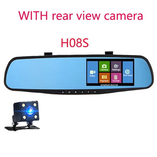 H08S two cameras Jiluxing Dash Cam 4,3 ''1080 P Автомобильный видеорегистратор зеркало с двумя объективами видео регистратор монитор парковки Автомобильная камера зеркало заднего вида Авто Регистратор - Название цвета: H08S two cameras