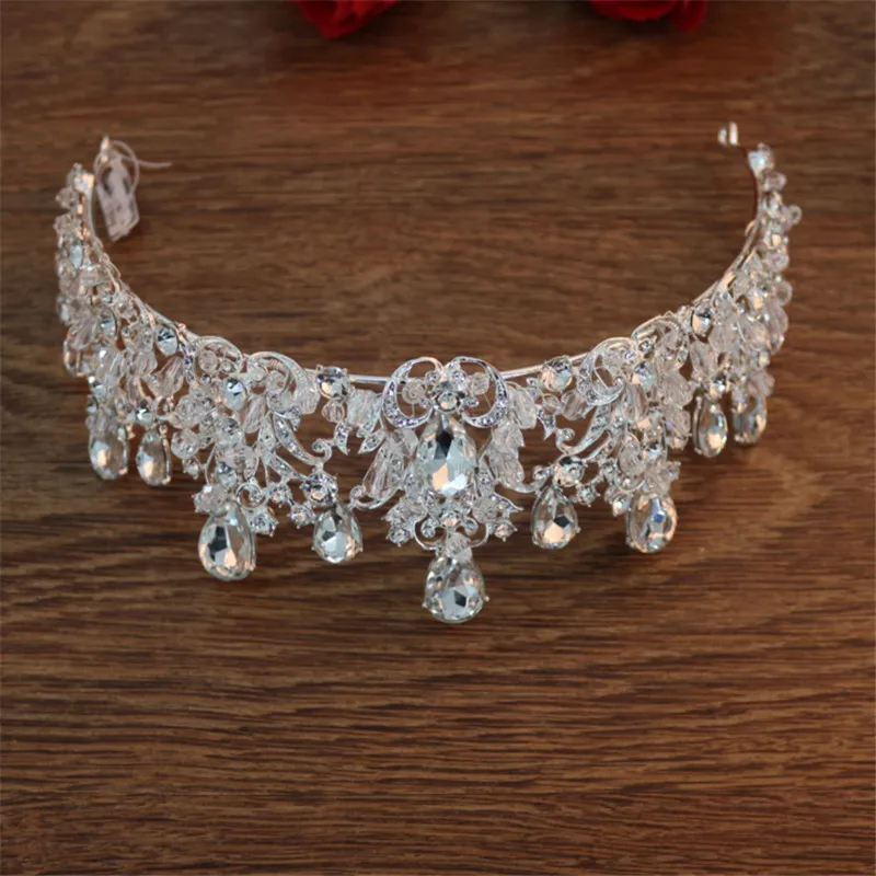 2019 Новая мода барокко Роскошный Кристалл AB Свадебная Корона тиары светло-золотой