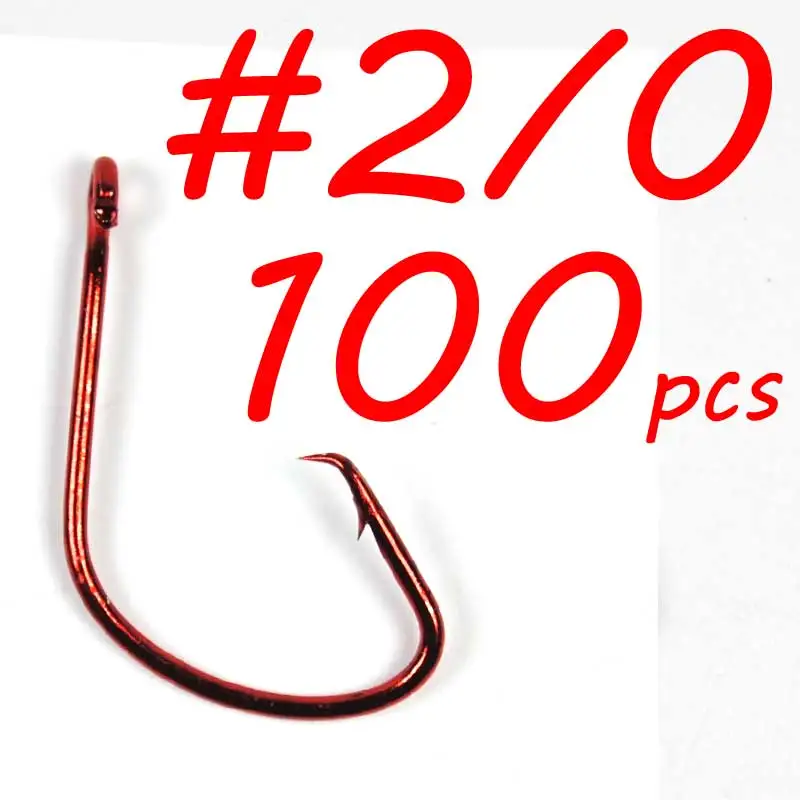 100pcs Size 2I0 Red 100 шт. рыболовные крючки, 7381, черный, красный цвет, рыболовные крючки для морской воды, спортивные круглые рыболовные крючки, цена, рыболовные снасти, 3/0, 4/0, 5/0 - Цвет: 100pcs Size 2I0 Red