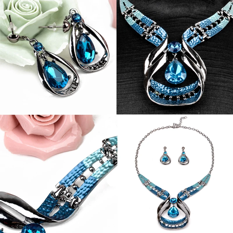 Женский комплект из колье и серёг с кристаллами|necklace earring set|earrings setfashion earrings set |