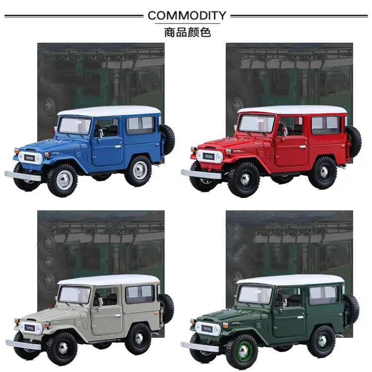 Высокая имитация 1:24 модель автомобиля из сплава Toyota FJ40, литая металлическая Игрушечная модель внедорожника, изысканная коллекция подарков