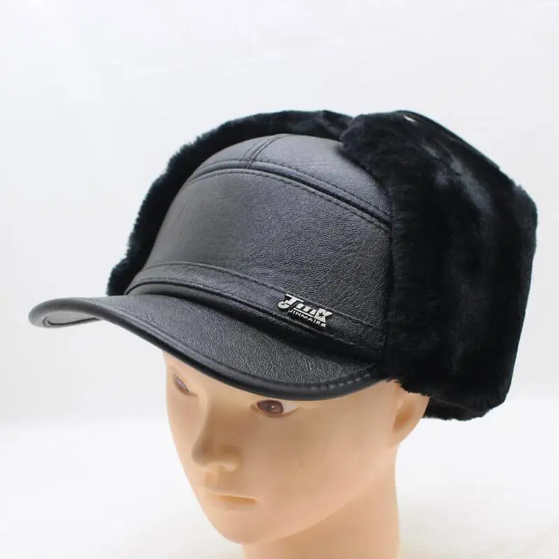 

Men's Baseball Cap Winter Warm Earflap Dad Hats Wool Faux Fur Russia Hats Casquette Gorro Earmuff Protection