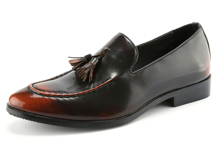 Men Genuine Cow Leather Dress Shoe Design Brand Shoes Male Classic Tassel Brogue Shoe Mans Footwear Formal Wedding Bullock Shoes