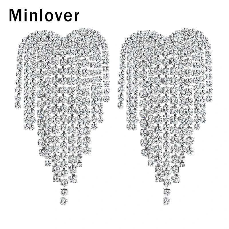 Женские висячие серьги Minlover Siver /Золотые невесты с кисточками в форме сердца со