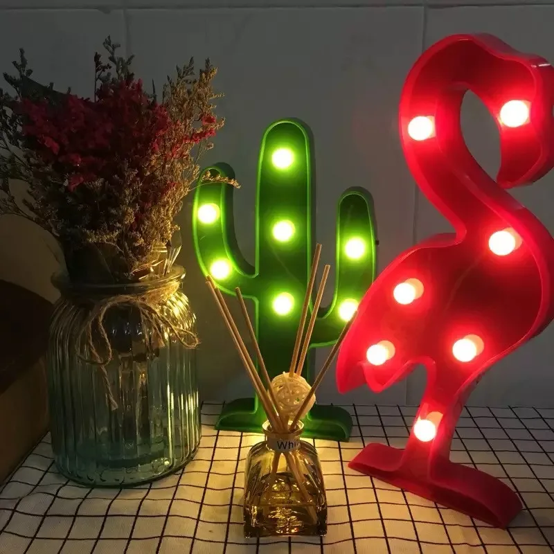 YNL 3D светодиодный ночник для малышей детей фламинго ананас кактус звезда