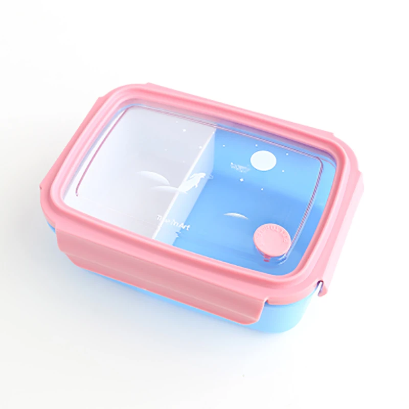 Pink Baispo 850 мл Mochizuki коробка для завтрака пригодная для использования в микроволновке герметичный контейнер для свежих продуктов для детей студентов взрослых милый bento коробка с вилкой - Цвет: Pink