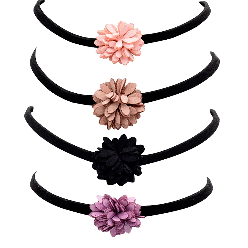 2 шт./компл. черный Велет колье ожерелье для женщин цветок кулон тату чокер Boho Femme