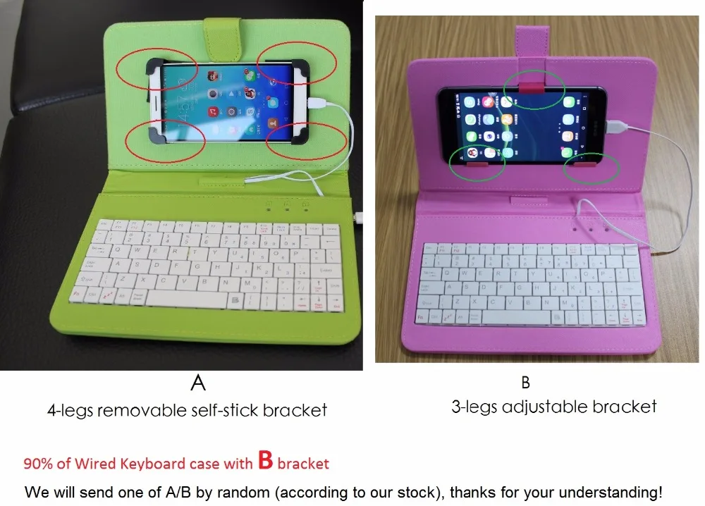 Кожаный чехол для смартфона 3 в 1 с мини проводной клавиатурой USB системы Android