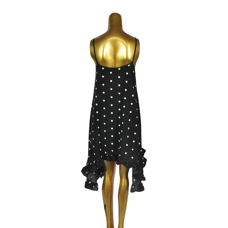 Женское шифоновое платье в богемном стиле асимметричное горошек без рукавов