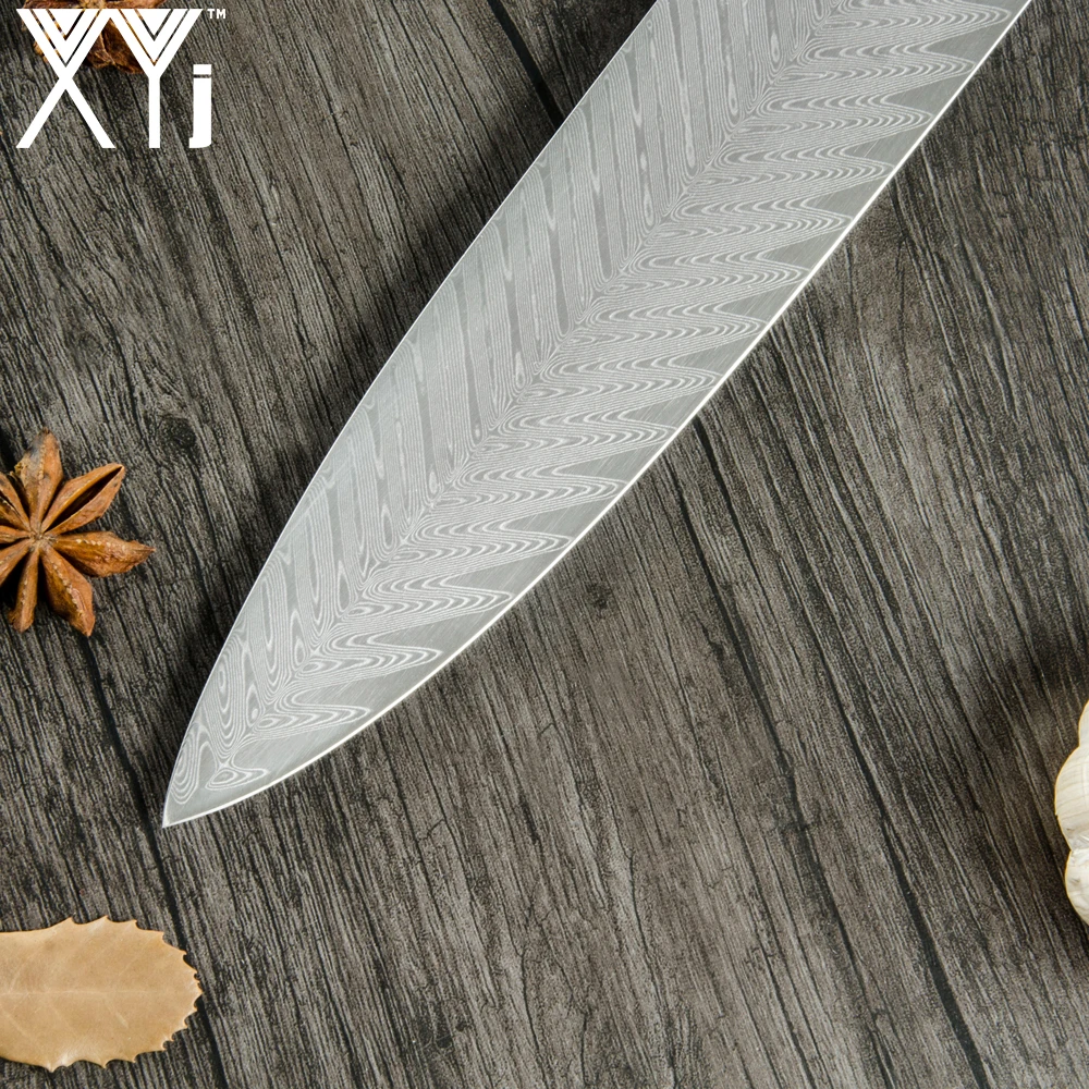 XYj шеф повар Дамасская сталь кухонный нож 8 ''VG10 острое лезвие для