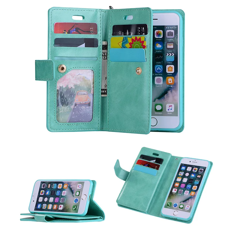 Для Hoesje iphone 6 Чехол-книжка для телефона чехол для iphone 6s кожаный роскошный чехол-кошелек для 9 карт чехол для iphone 6 6s Plus чехол-сумка