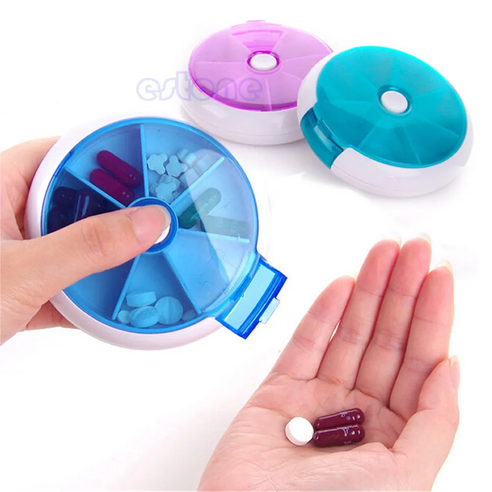

1PCS Hot Outdoor Travel Pill Portable 7-Day Rotating Pill Case Medicine Box Pill Dispenser Vitamin Holder 3 Colors