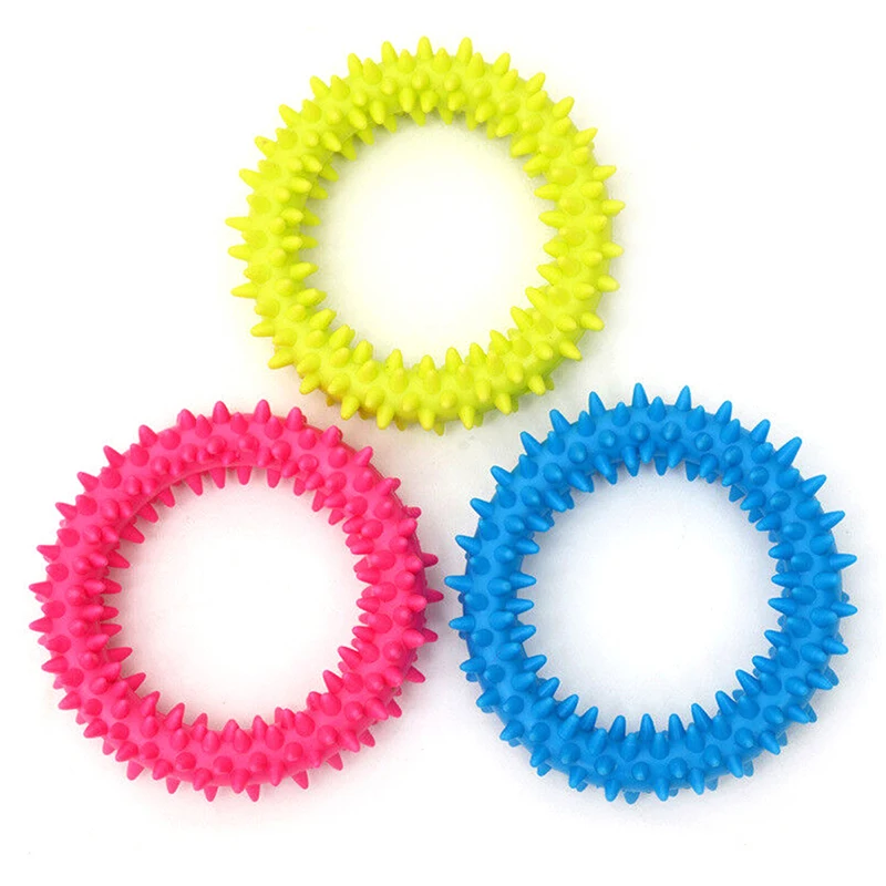 

Multicolor Non-toxic Circle Rubber Pet Dog Puppy Dental Teeth Healthy Chew Biting Ring Play Dog Finger Toothbrush Toy Dog Toys