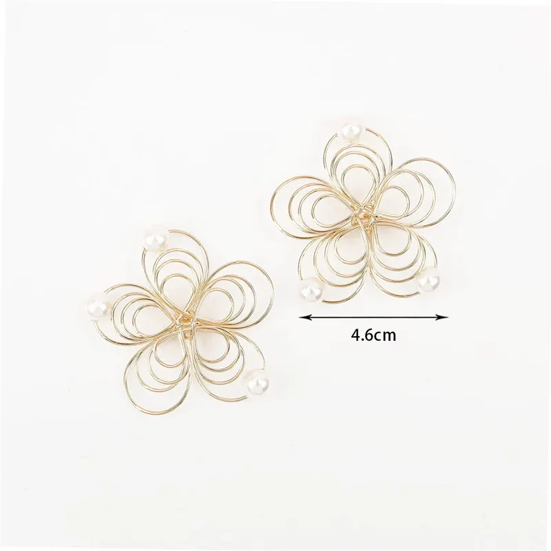 4.6cm x 1cm 2 шт/10 шт ажурная жемчужная Цветочная распорка для бисера Золотая проволочная подвеска Подвески для самостоятельного изготовления ювелирных изделий серьги ручной работы ожерелья - Цвет: 4.6cm x 1cm