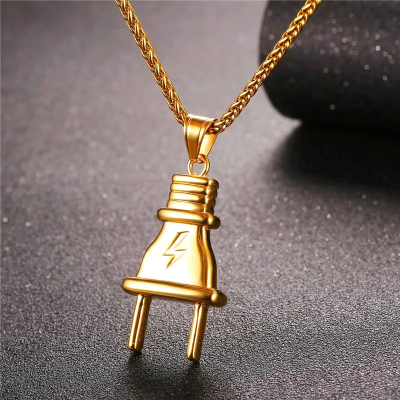 U7 Вилка Подвеска Ожерелье Для Мужчин/Женщин Стальный Колос Цепи С Кулоном