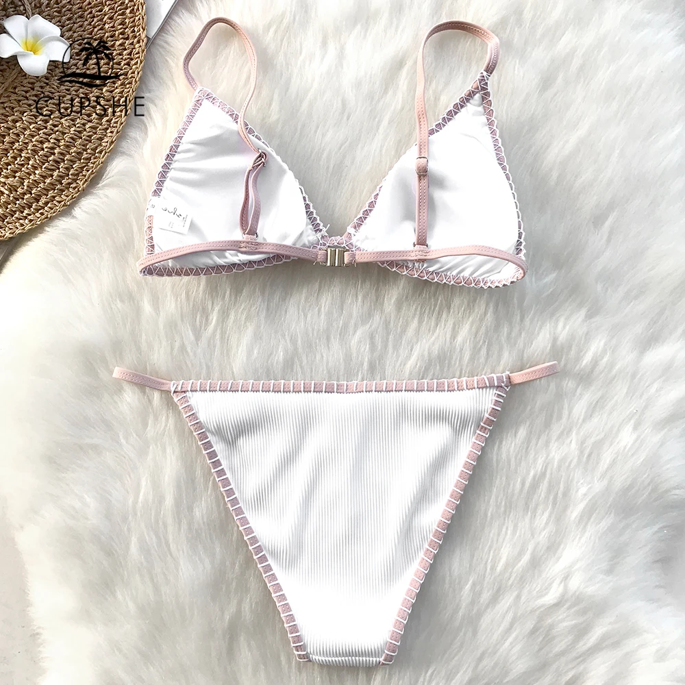Женский купальник бикини CUPSHE белый треугольный комплект из двух предметов