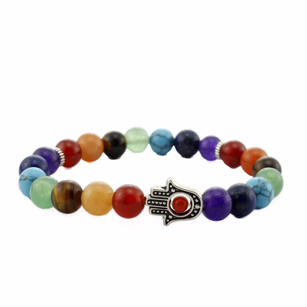 Модные браслеты Reiki Healing Balance из бисера Hamsa Charm красочные ретро Радужная чакра