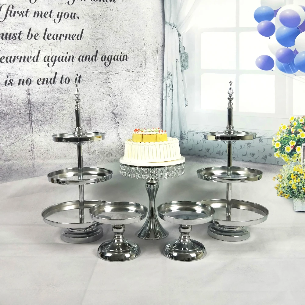 Серебряное зеркало с кристаллами подставка для кекса зеркальное лицо 1/3 яруса