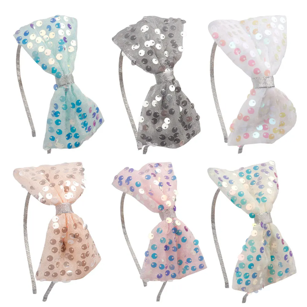 Ободки принцессы с блестками для девочек ручной работы из органзы корейские