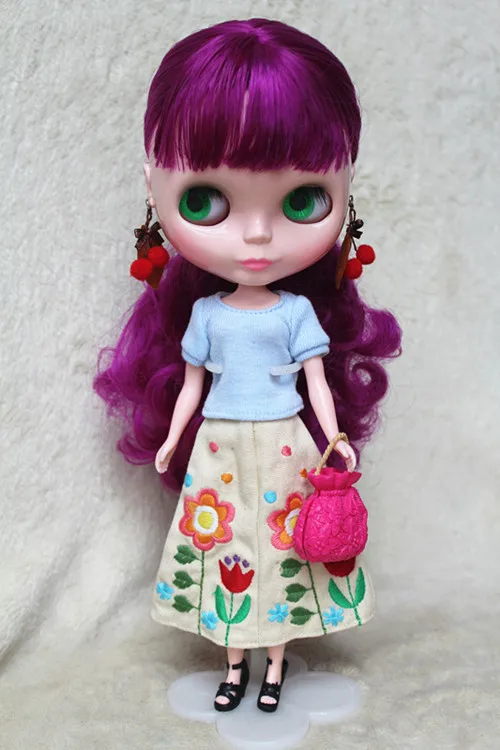 Кукла Blygirl Blyth телесная кукла фиолетовая челка волосы 30 см обычные куклы для смены
