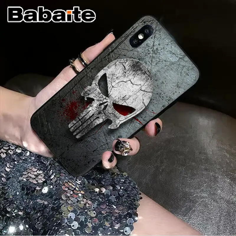Babaite Каратель Череп DIY Роскошный Высокий протектор на конце чехол для iPhone 5 5Sx 6 7 7plus 8 8Plus X XS MAX XR