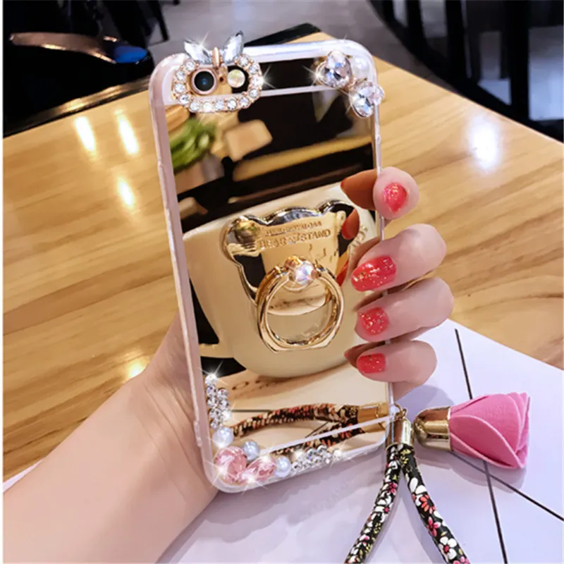 Для iPhone 6 S 7 8 Plus X Роскошные со стразами с украшениями под бриллианты зеркальный