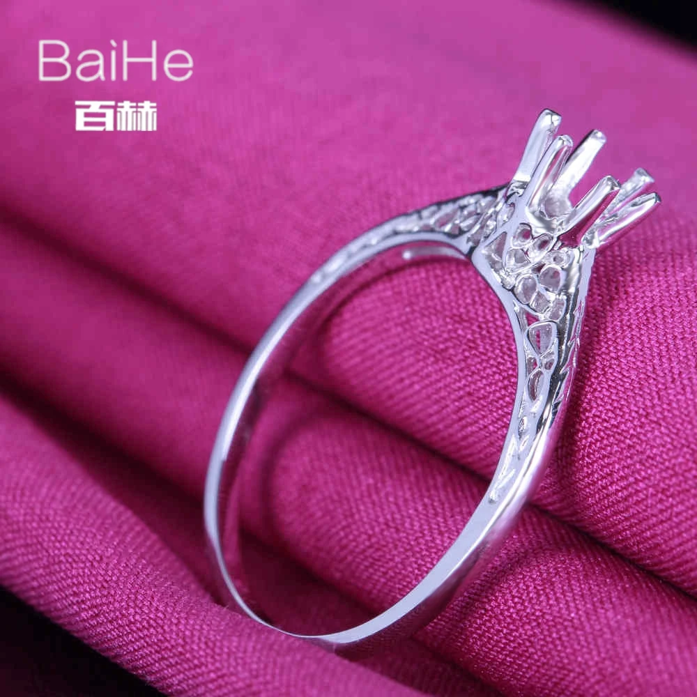 BAIHE однотонное 10K белое золото круглое Свадебное женское Модное изящное