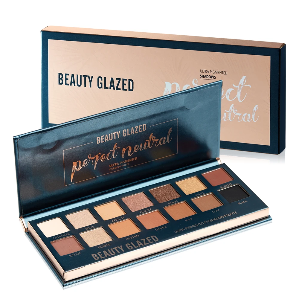 Палетка матовых теней Beauty Glazed для век теплая блестящая макияжа глаз красивый