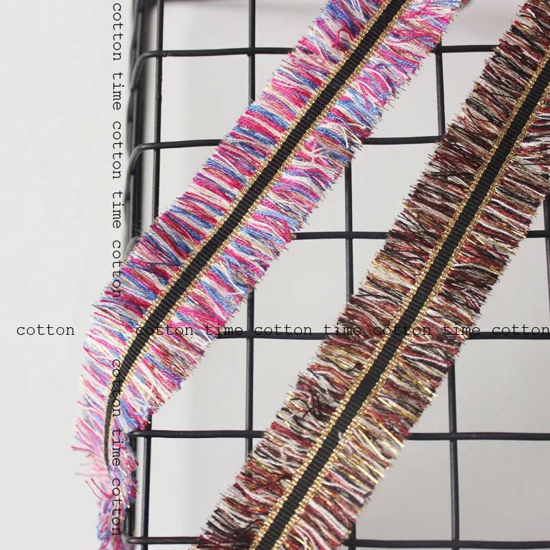 Золотая кисточка 6 ярдов/партия 3 см широкая двойная тесьма с кисточками