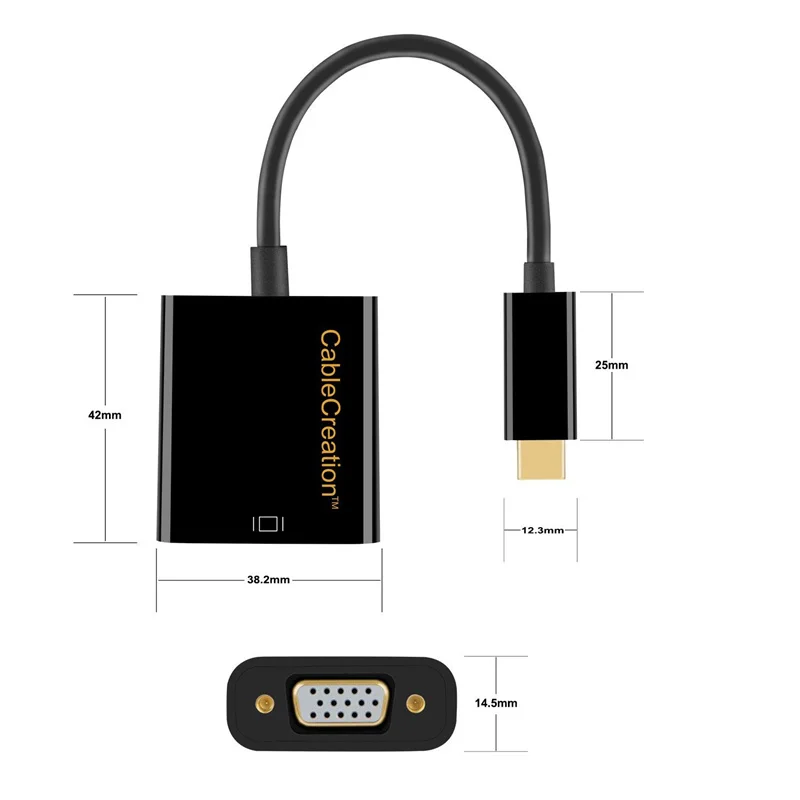 Адаптер USB C к VGA Type (совместимый с Thunderbolt 3) К совместимый MacBook Pro Air 2018 Mac Mini Surface Book 2