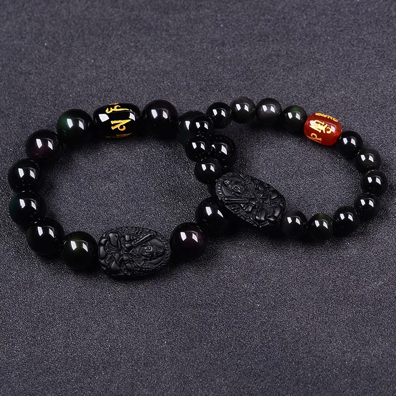 Натуральный обсидиановый каменный браслет jourssnow талисман на удачу|stone bracelet|lucky