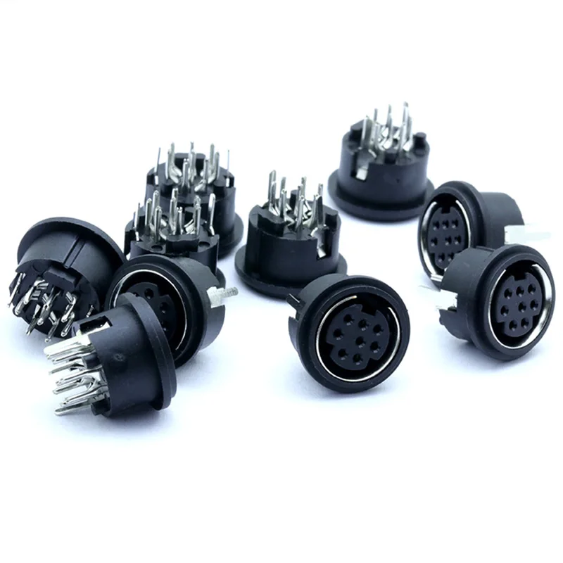 10 шт./лот 8-контактный разъем Mini DIN Female 8Pin Jack PS2 Round терминал шасси - купить по
