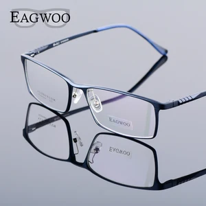 Eagwoo Aluminum Men Wide Face Prescription Eyeglasses  Full Rim Optical Frame Business Eye Glasses L