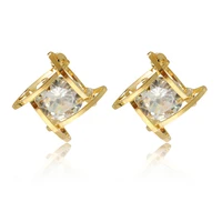 luxury women white square stud earring with aaa zircon bling color double earrings for women fashion jewelry