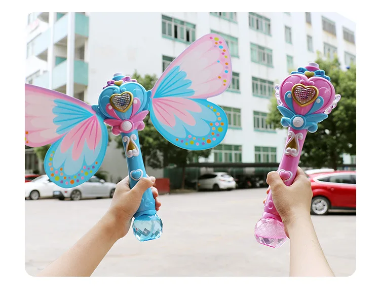 Bubble Gun Music Magic Wand Outdoor Toys for Baby Girl Princess Electric Bubble Blower Machine