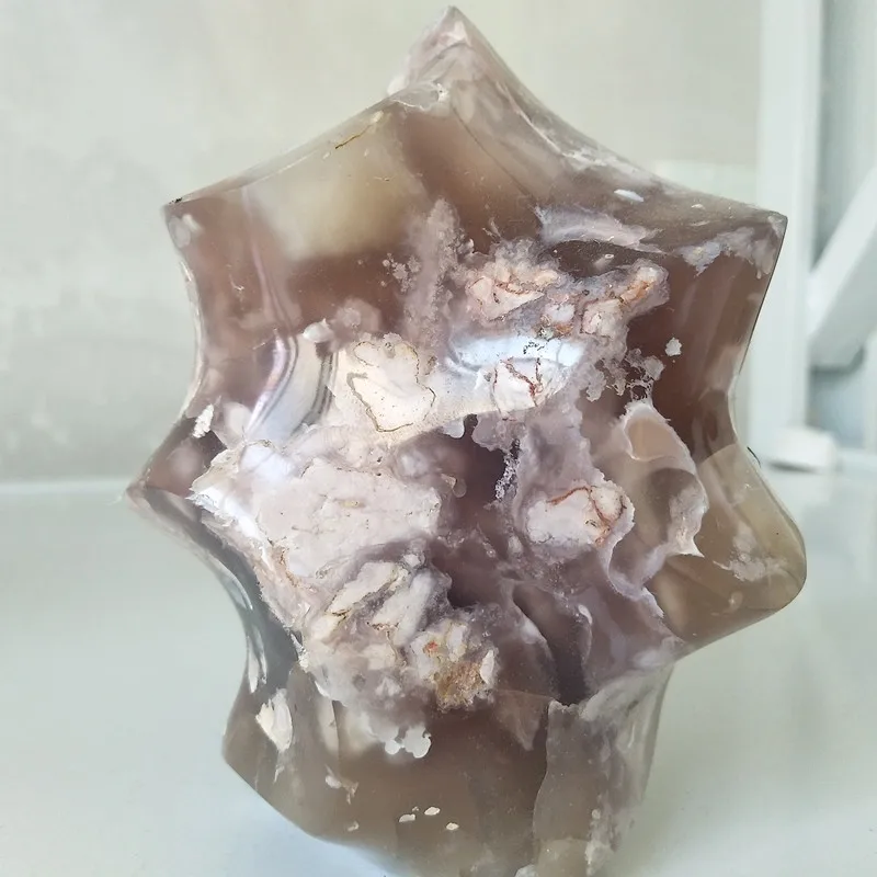 

100% Natural stone sakura agate crystal flame home decoration agate ice cream geomantic agate small stones and healing crystals