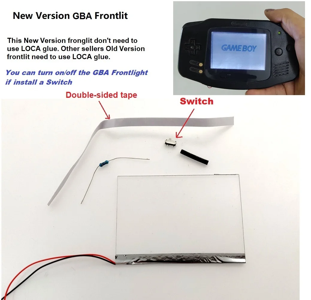 Новая версия передний светильник комплект для GameBoy Advance для GBA