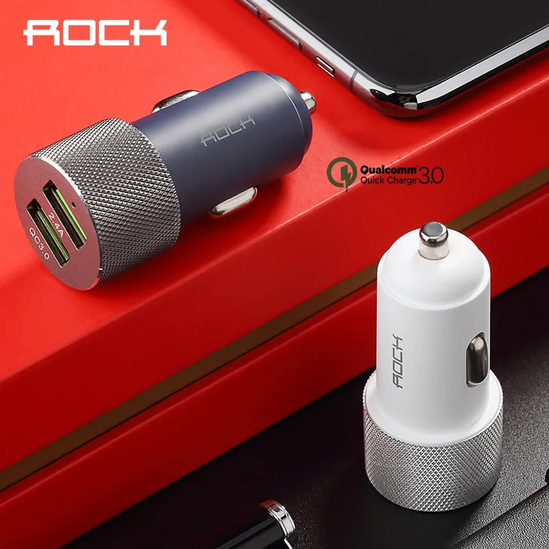 ROCK QC 3 0 Автомобильное зарядное устройство 5 в 4 А двойной USB быстрая зарядка для iphone