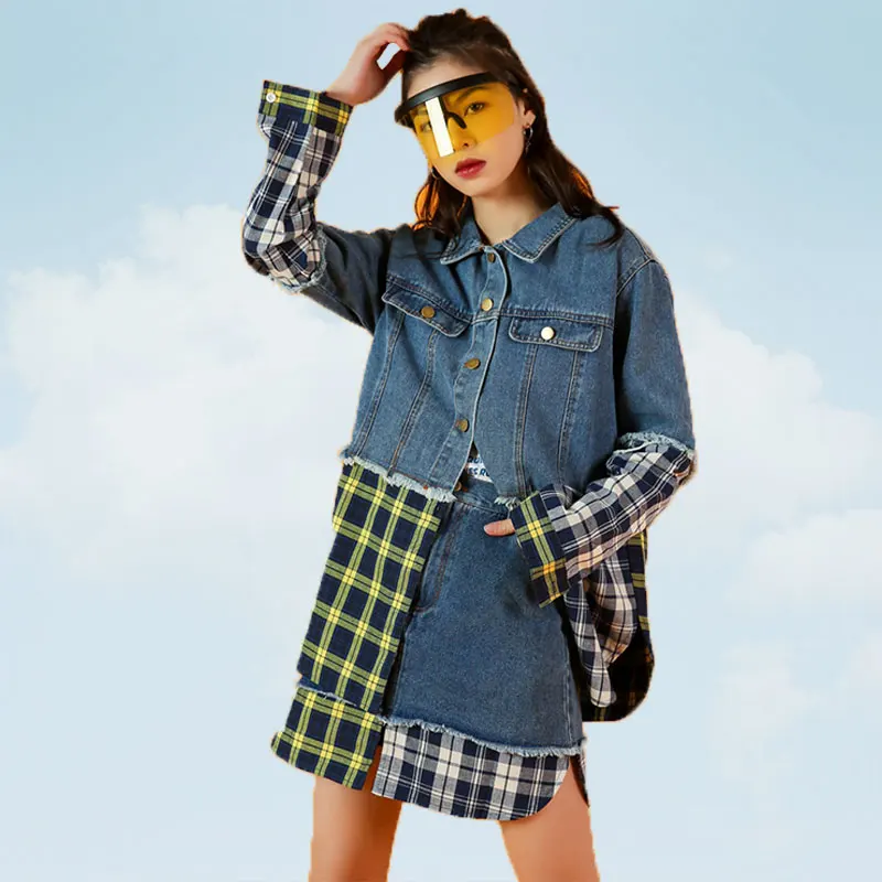 Весенне осенние женские комплекты из 2 предметов (куртки + юбки) Женский сетчатый