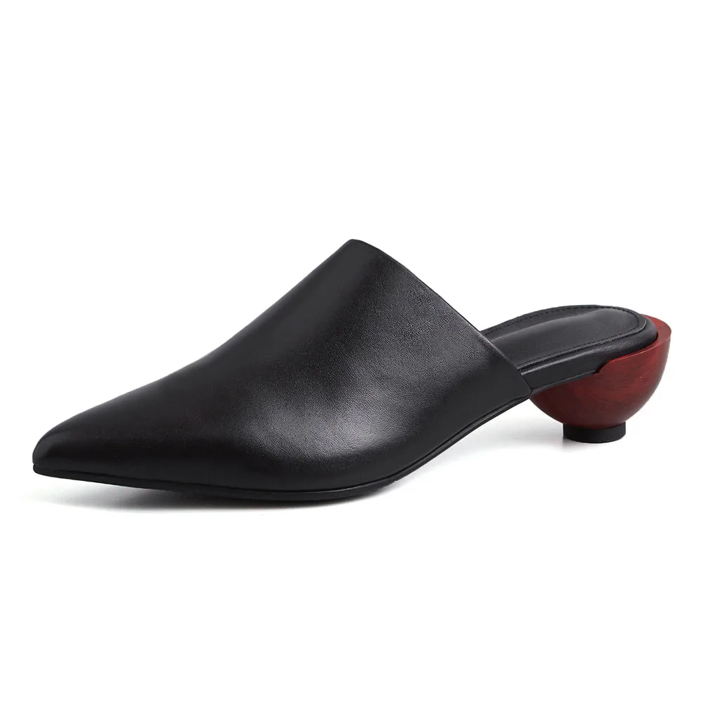 Женские туфли без задника из натуральной кожи роскошные брендовые летние