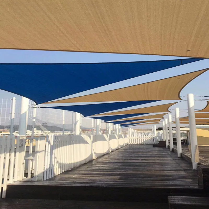 

3 x 3 x 3 M/PCS 95% shading HDPE net Triangular Sun Shade Sail with Arc edge design used as garden net awning