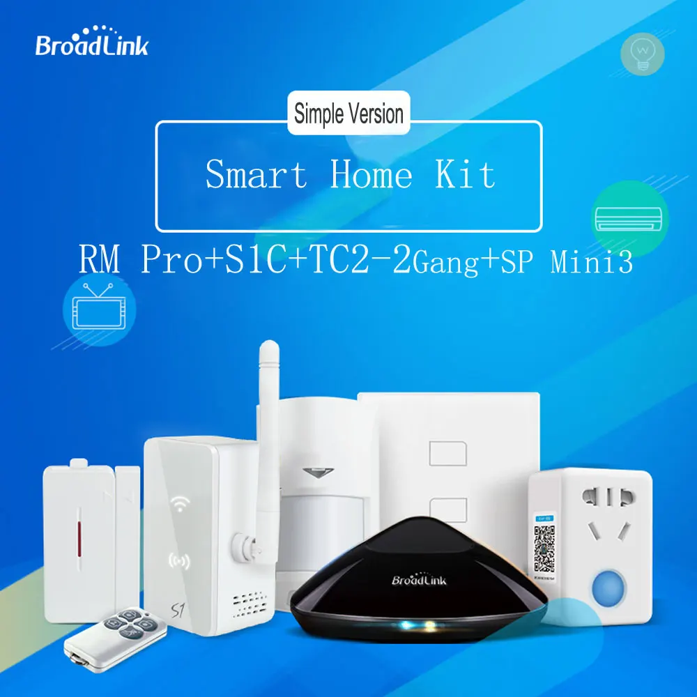 Комплект сигнализации Broadlink Rm Pro+ S1C+ настенный выключатель TC2+ розетка Sp Mini3, беспроводной пульт дистанционного управления WiFi/RF/IR для автоматизации умного дома