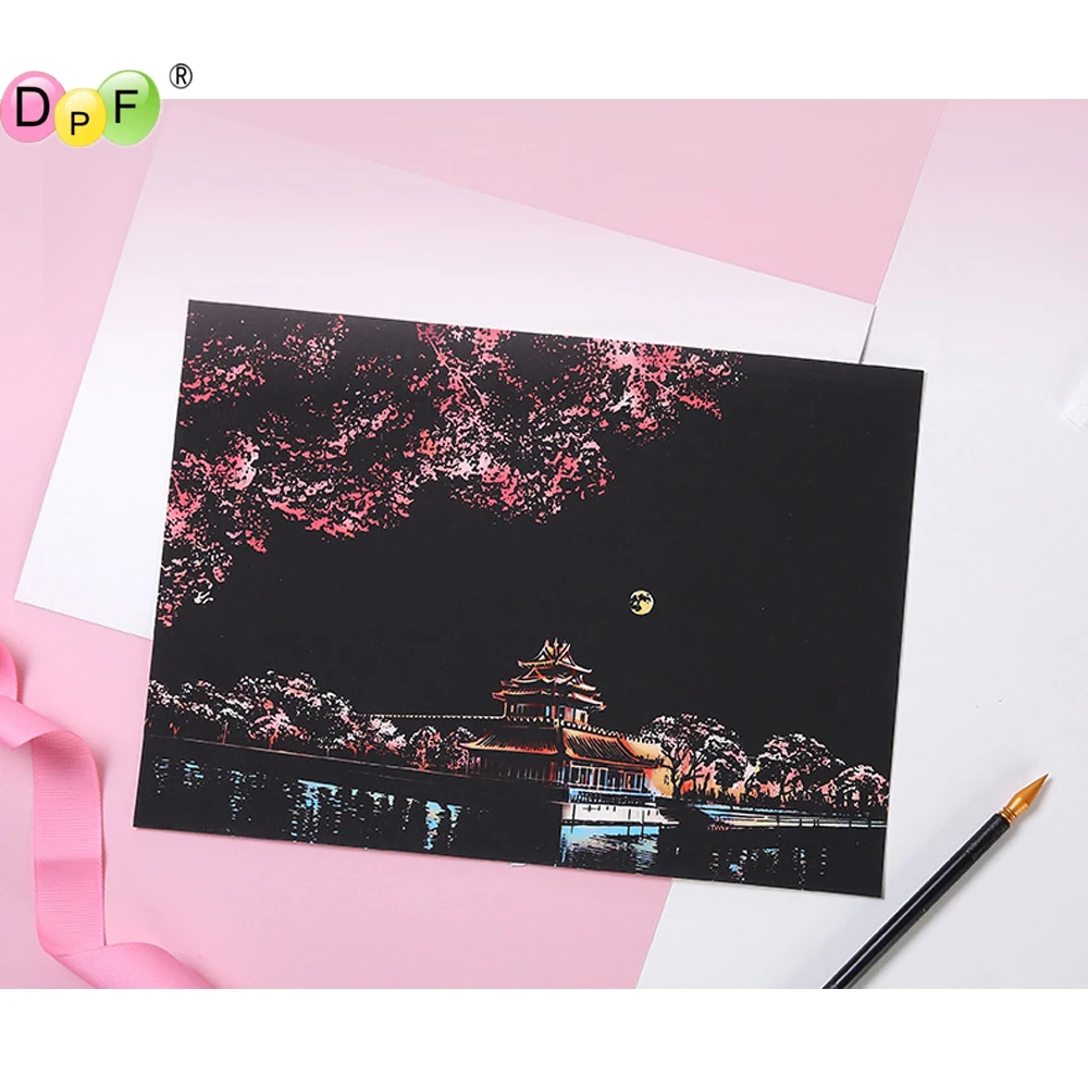 DPF Магия скретч бумага для живописи с Рисование палка открытка рисунок игрушки