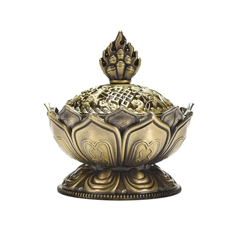 Bronze 1 шт., "Тибетский Лотос", ароматическая горелка из сплава, бронзовая мини-горелка для благовоний, благовония, металл, ремесло, домашний декор, Новинка - Цвет: Bronze