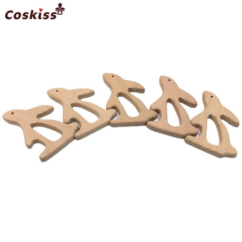 Mordedor de madera de haya para beb&eacute;, accesorios para collar de lactancia, puede masticar animales, regalo DIY para Baby Shower-4