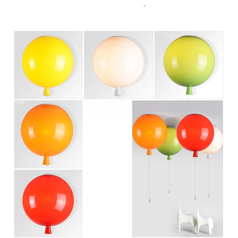 Lámparas de techo de globos coloridas, candelabro de luz E27 para cabecera de habitación de bebé, balcón, iluminación para escalera, sujetador