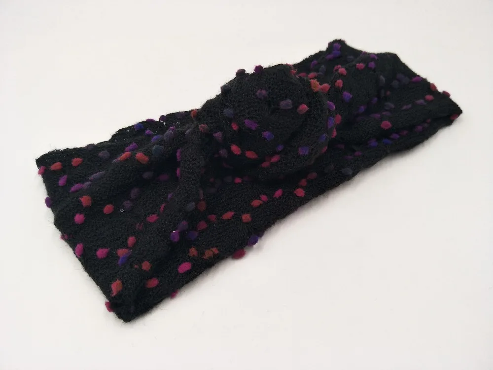 J173216 новый стиль вязаная теплая разноцветная повязка на голову с маленькими