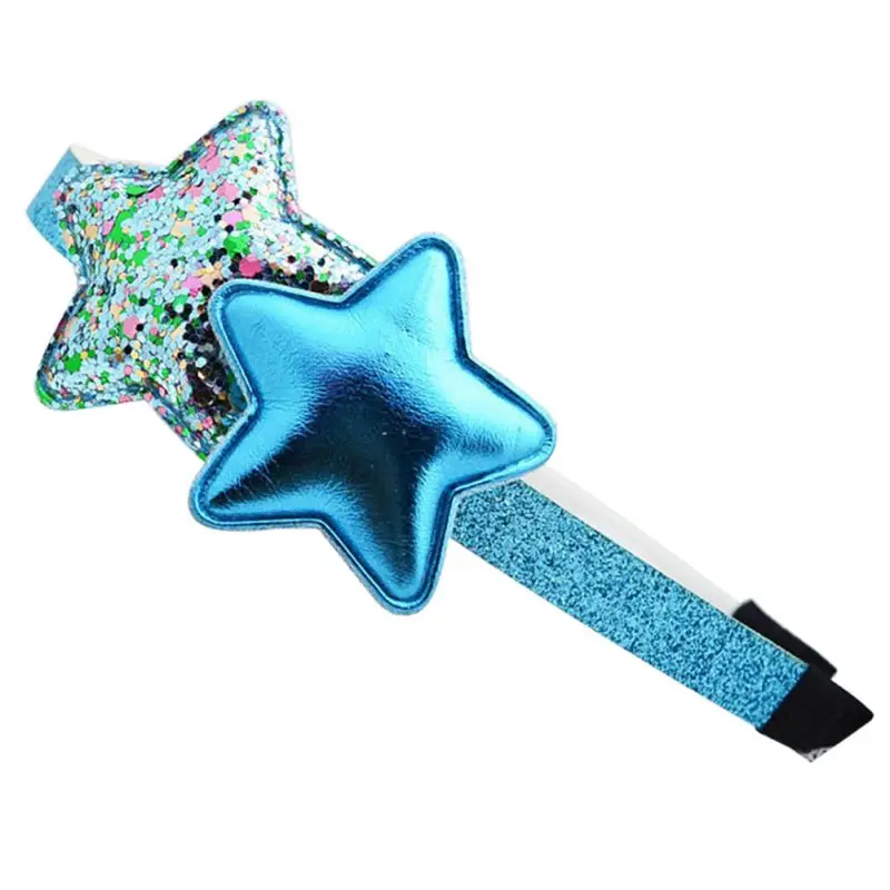 Blue Star Детские головные уборы для девушек, красивый расшитый блестками вышивка «звёздочки» или «бриллианты» женские аксессуары для волос для девочек В стиле принцессы вечерние резинки для волос - Цвет: Blue Star