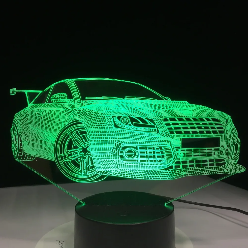 Быстрая светодиодный автомобиля светодиодная лампа USB 3D 7 цветов Сенсорный пульт